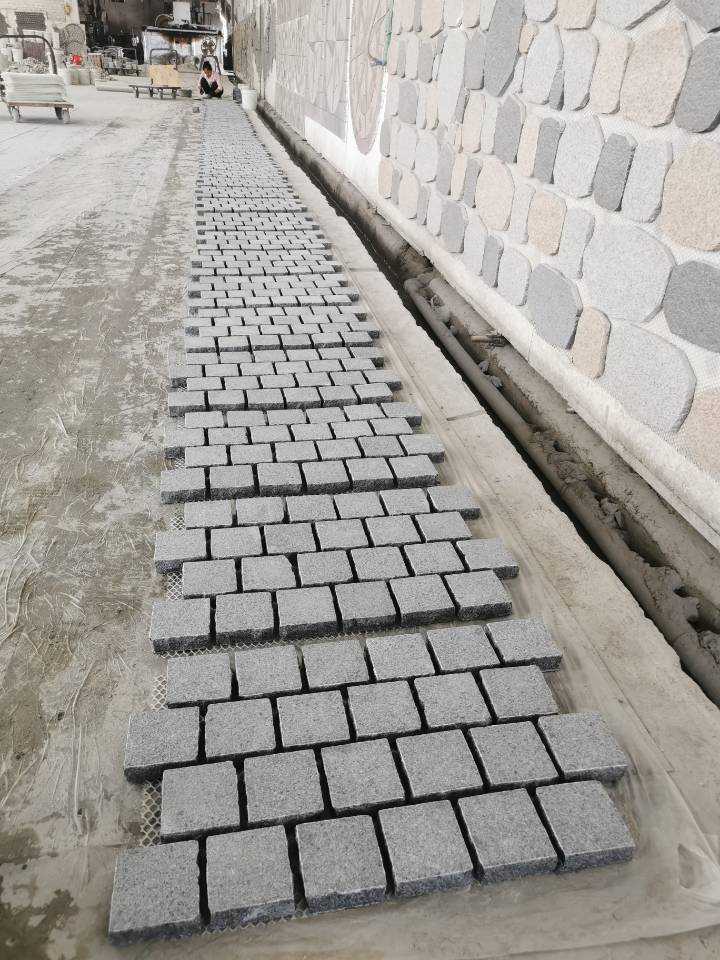 Dark Grey Flamed Cobbles with Mat