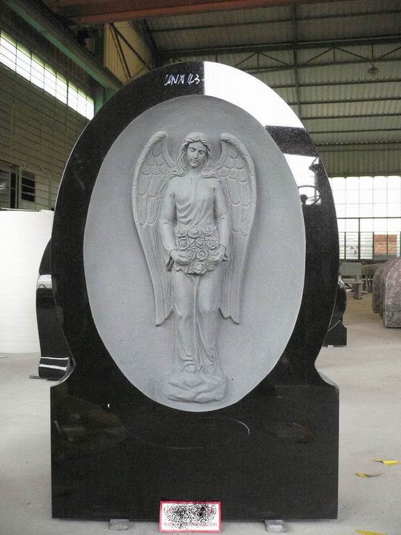 Granite Tombstone Angel in niche